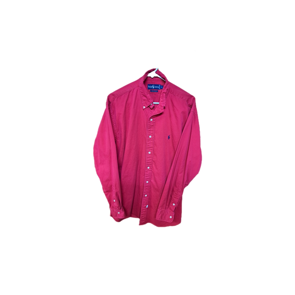 Ralph Lauren Red Button Down Men's Cotton Long Sleeve Shirt Large
